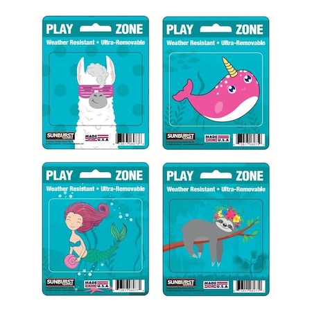 Sunburst Systems Decal Play Zone Teal 4-Pack PK 6078